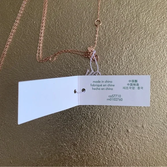 Kate Spade Rose Gold Flower Pendant Necklace Cream Enamel Spade Logo NWT Gift - Picture 14 of 16